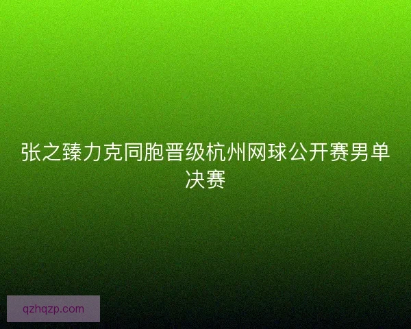 张之臻力克同胞晋级杭州网球公开赛男单决赛