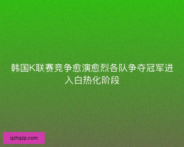 韩国K联赛竞争愈演愈烈各队争夺冠军进入白热化阶段